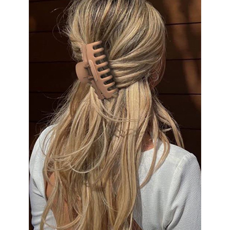 Kẹp Tóc Họa Tiết Hình Học Lớn Màu Xanh Dương Phong Cách Retro Đơn Giản Cho Nữ JP5