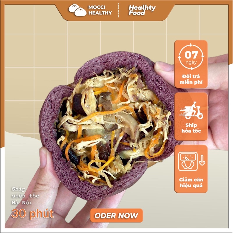 Bánh Bao Gạo Lứt Nhân Gà Nấm Hộp 5 Bánh