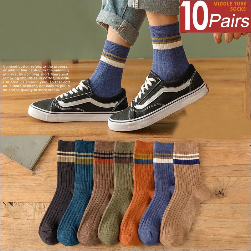 Set 10 Đôi Tất cotton Dày Dặn Thời Trang Thu Đông Cho Nam Giới