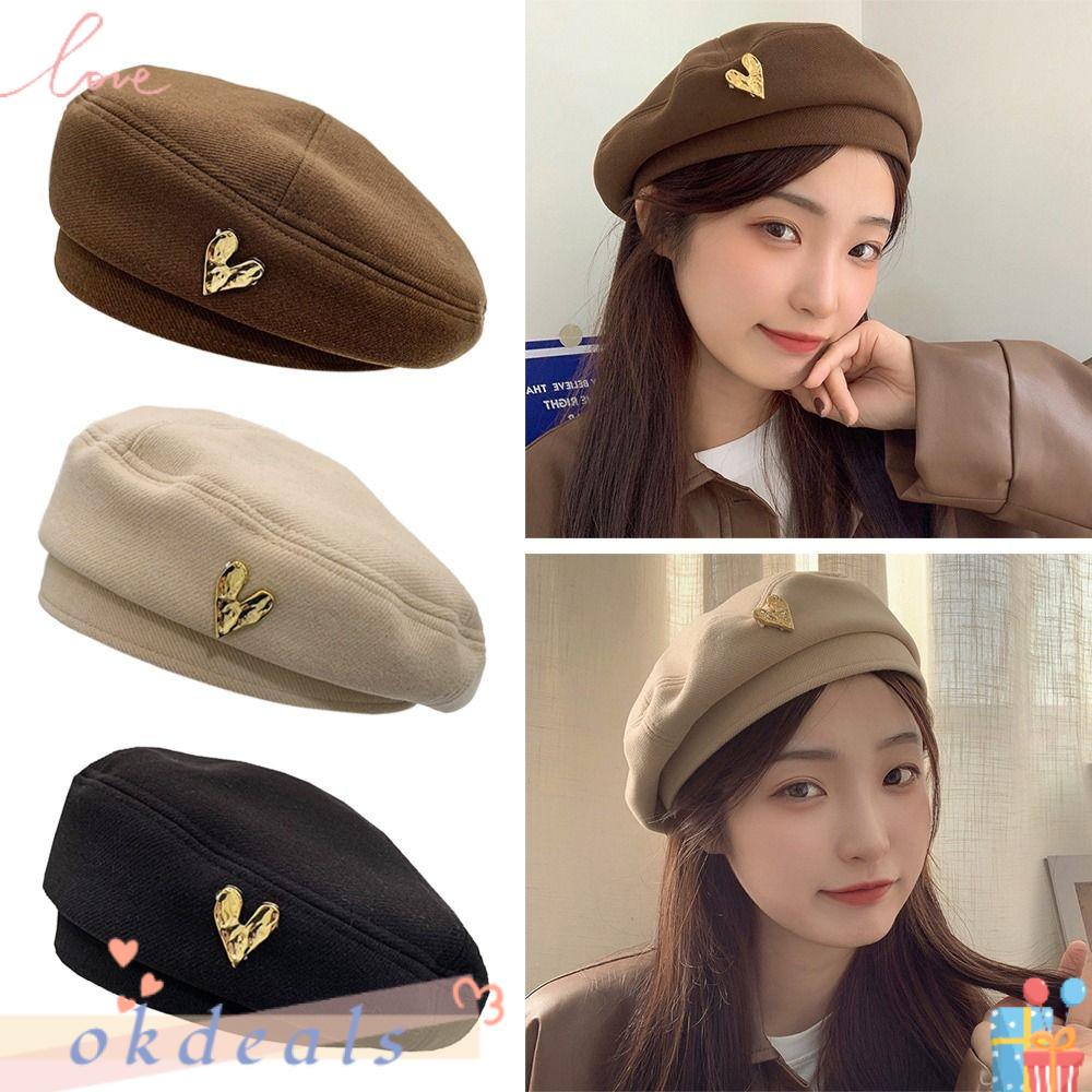 Okdeals Mũ Beret Len Không Vành Kiểu Họa Sĩ Anh Quốc Thanh Lịch