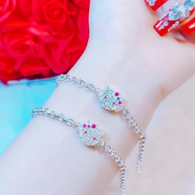 lắc tay mèo kitty bạc ta trẻ em - lắc tay trẻ con