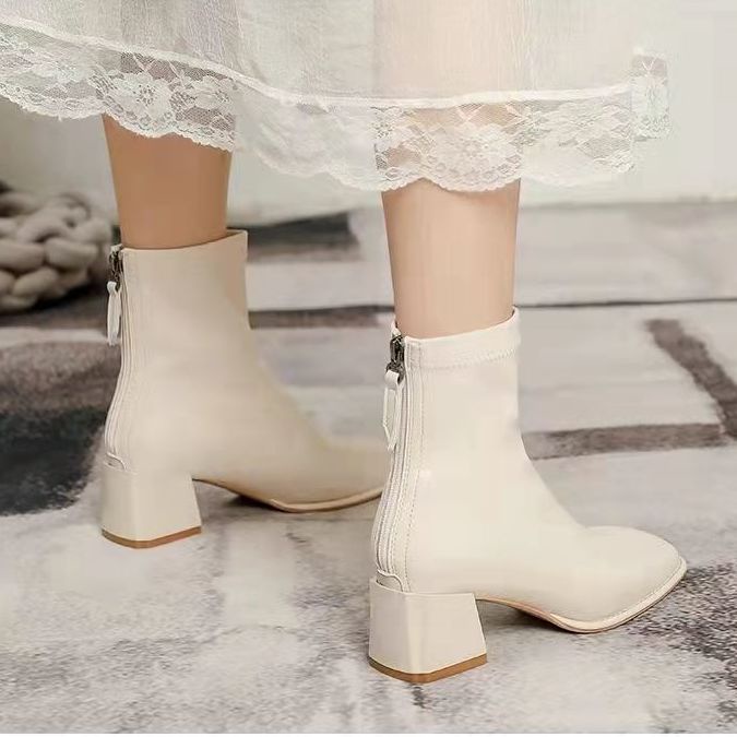 Giày Bốt Cao Gót Da Mềm Dày Dặn Thời Trang Pháp 2021 Cho Nữ