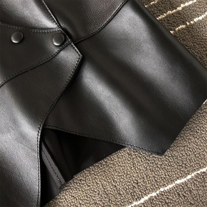 Áo Da PU Không Tay Ôm Dáng Thời Trang Xuân Thu Cá Tính Cho Nữ