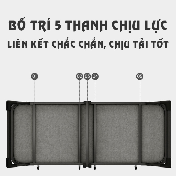 Giường ngủ văn phòng DAMITA  thông minh gấp gọn khung kim loại sơn tĩnh điện chắc chắn,giường xếp cao cấp có bánh xe