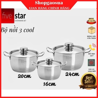 Bộ nồi  Fivestar  3 chiếc inox 430 3 đáy dùng mọi loại bếp, hàng chính hãng bảo hành 5 năm