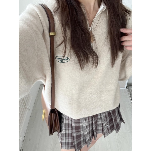 [NEW]ÁO LEN MỊN CỔ POLO KHOÁ KÉO chữ thêu ngực 2610