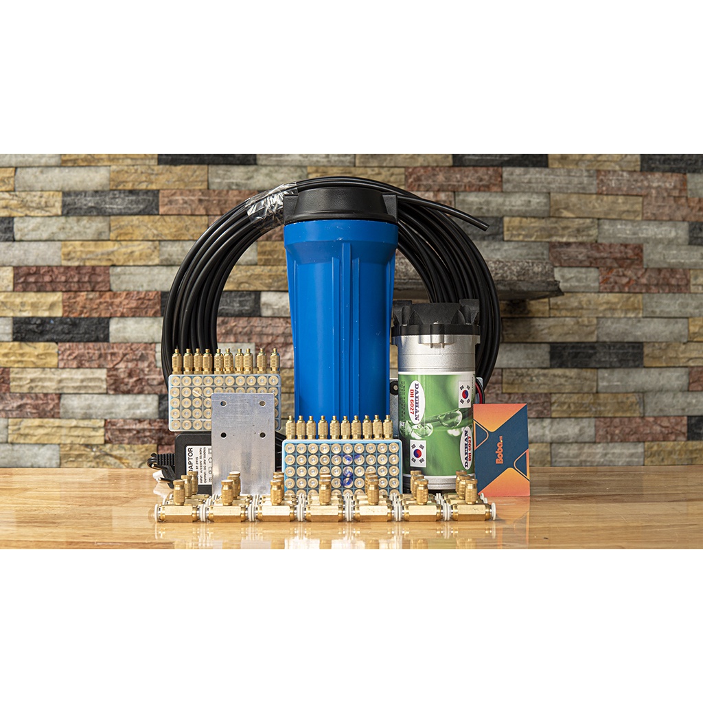 Hệ thống phun sương 15 béc - Bơm Hàn Quốc DH 6027 Làm Mát Không Khí Cho Nhà Hàng, Quán Cafe, Tưới Cây...