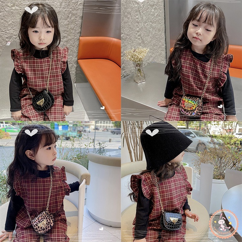 Túi Đeo Chéo Da PU In Họa Tiết Da Báo Phong Cách Hàn Quốc Cho Bé Gái