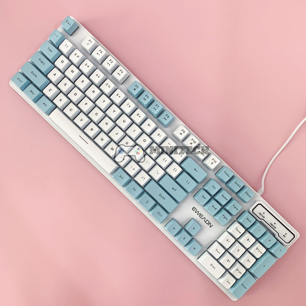 Bàn Phím Có Dây Nút Màu Xanh Trắng LED RGB Xuyên Chữ Nhiều Màu Trắng xanh