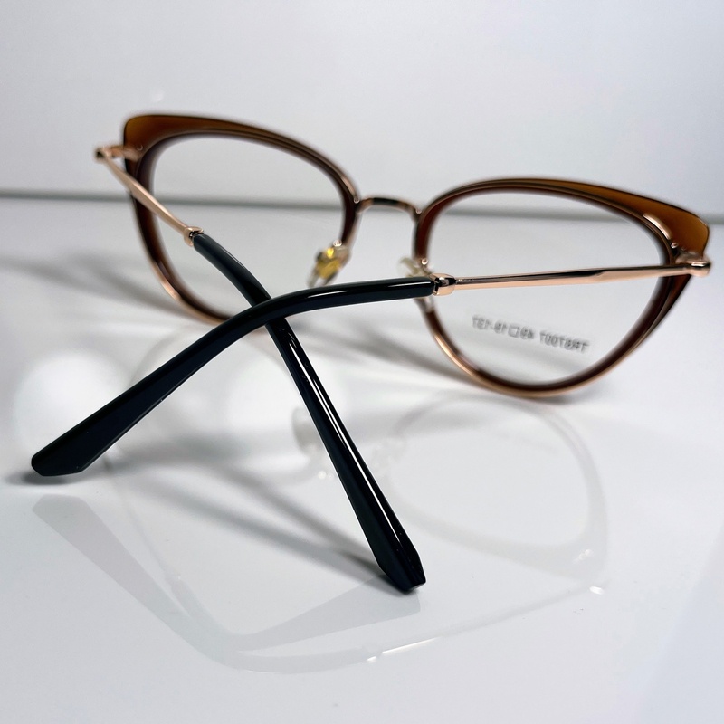 Gọng kính mắt mèo thời trang, dáng kính mắt mèo, cầu kim loại TR87007