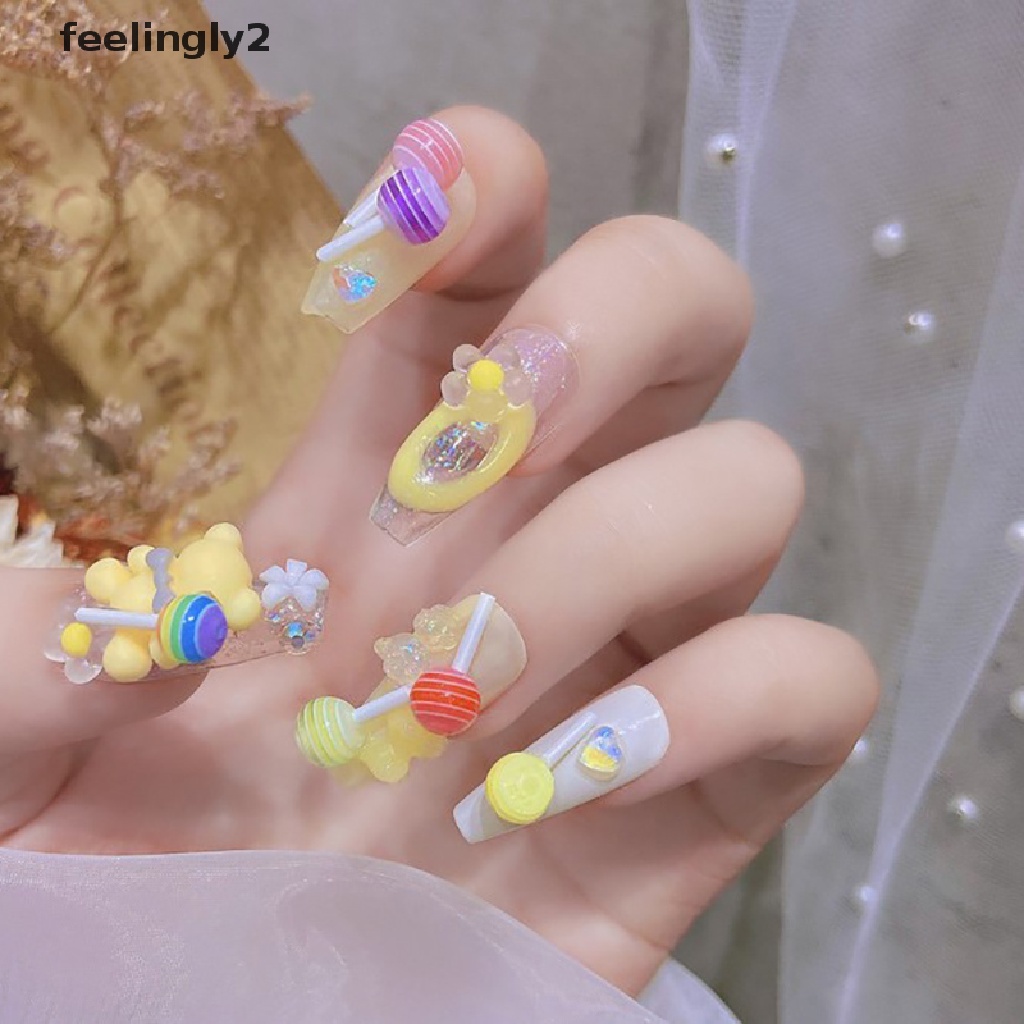 Set 5 Hạt Nhựa 3D Hình Kẹo Mút Dễ Thương Trang Trí Móng Nghệ Thuật