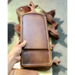 Khay Gỗ có tay cầm màu óc chó