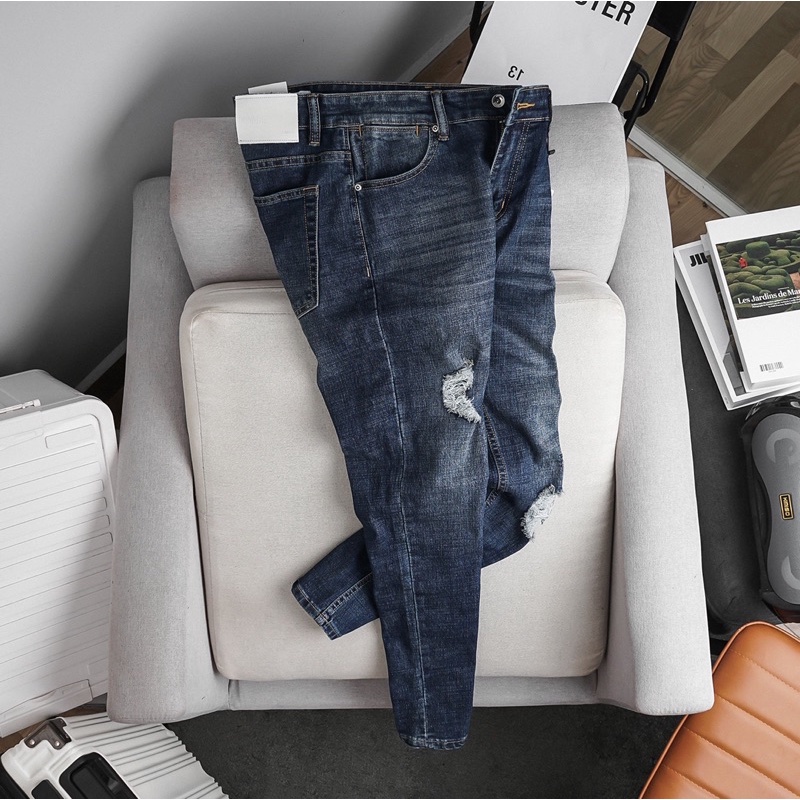 Quần Jean Nam slimfit thêu gối màu sang trọng jean co giãn xuất khẩu cao cấp