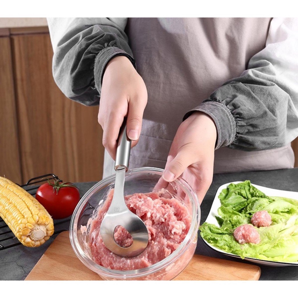Muỗng Thìa Inox Tạo Làm Thịt Viên Cá Viên Chia Thịt Viên Nhanh Tiện Dụng