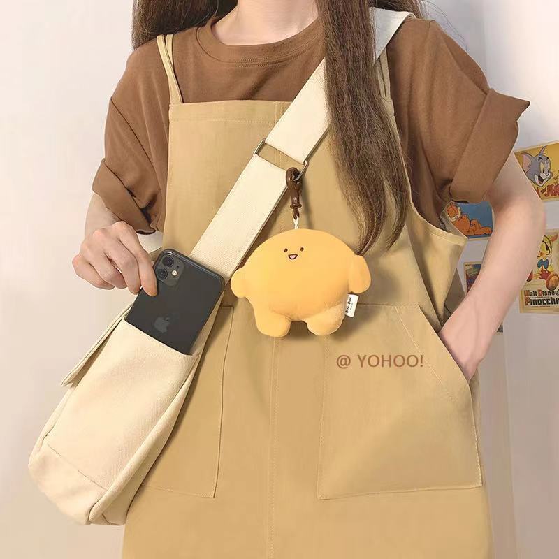 Túi Đeo Chéo Canvas Màu Trơn Đơn Giản Phong Cách Nhật Bản 1015