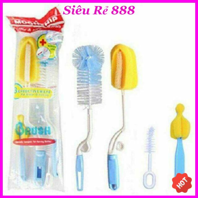 ⚡ Bộ cọ rửa bình sữa, núm ti 4 chi tiết cao cấp