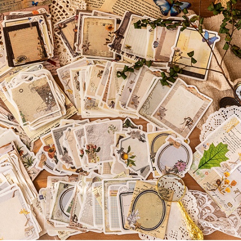 Bộ 30 tấm giấy note giấy ghi chú collage phong cách retro và vintage