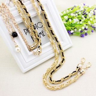 Thắt lưng dây xích vòng xoắn chuỗi ngọc, đai váy nữ chuỗi ngọc móc xích kim loại