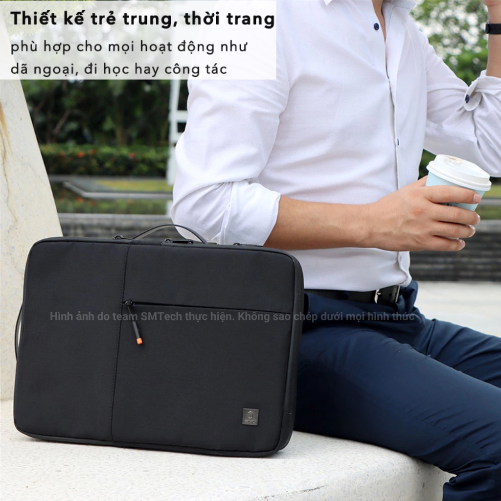 Túi xách dọc ngang SMTech chính hãng Wiwu Alpha Double đựng Mácbook Laptop chống sốc dày dặn, chống thấm nước