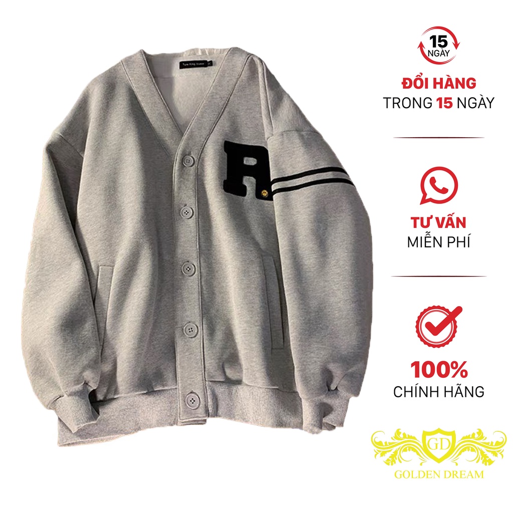 [Mã FADEP0610 giảm 10K đơn 99K] Aó Khoác Cardigan Nữ Thêu Chữ R Phong Cách Trẻ Trung GOLDEN DREAM TP727