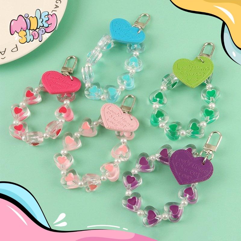 Móc Khoá TRÁI TIM TRONG Nhiều Màu Dễ Thương Quà Tặng Ý Nghĩa Phụ Kiện Tui Xách Balo Oto Đáng Yêu 02MKTT -Minkey