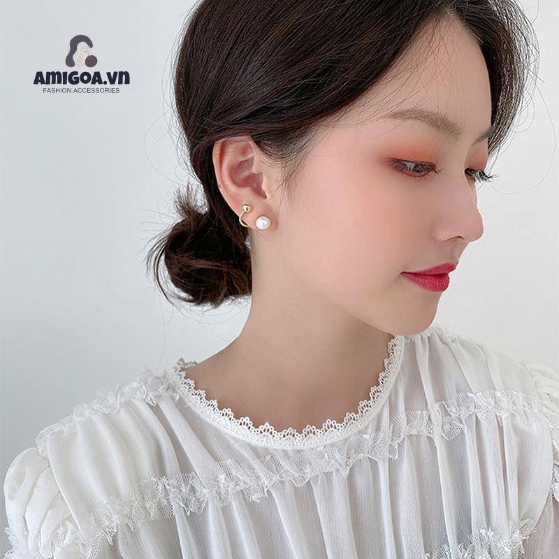 ✨✨Bông Tai Bạc S925 Đính Ngọc Trai Đơn Giản Cá Tính Dành Cho Nữ