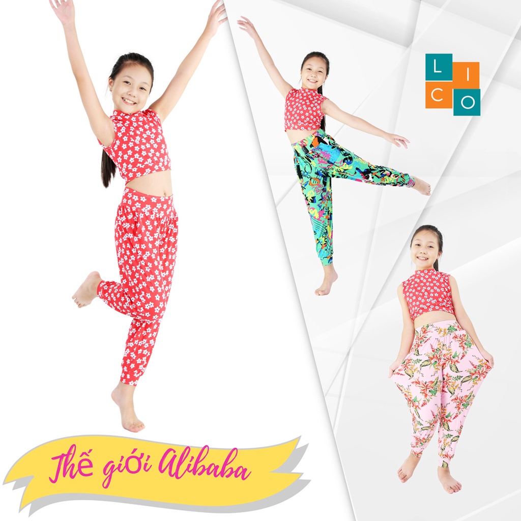 Quần Bomber Bé Gái, Quần Alibaba ống rộng thời trang tiện dụng đi tập đi chơi họa tiết đẹp