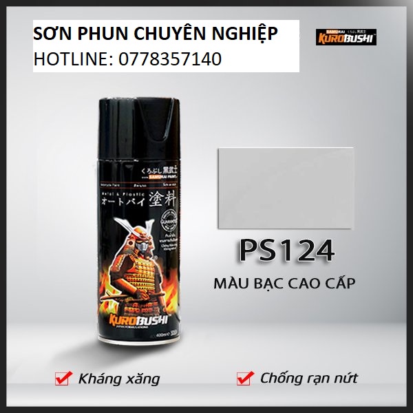 PS124 Sơn xịt Samurai MÀU BẠC CAO CẤP