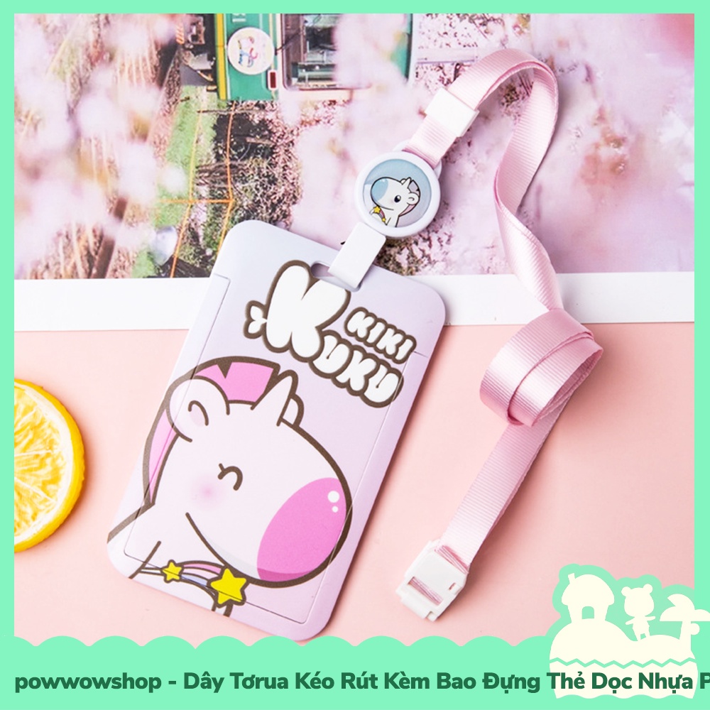 [Sẵn VN - Hỏa Tốc] Dây Vải Tơrua Kéo Rút Kèm Bao Đựng Thẻ Nhân Viên Dọc Nhựa PC Phong Cách Unicorn Color B&amp;G
