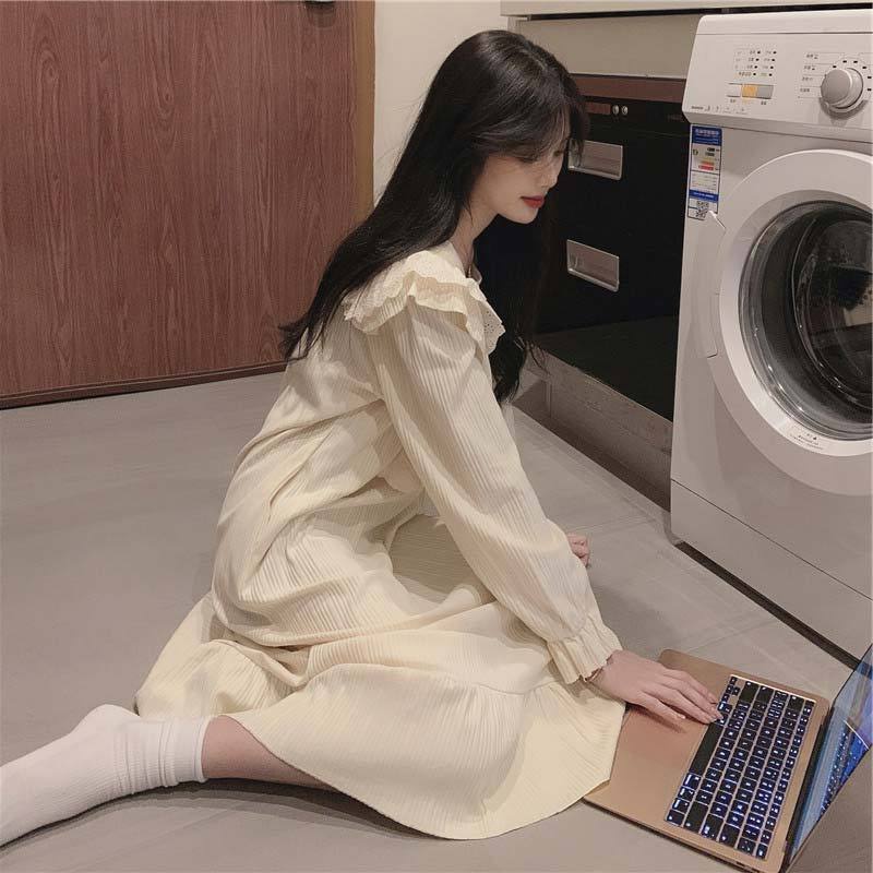 Đầm Ngủ Dài Tay Dáng Rộng Thời Trang Mùa Xuân Thu Thoải Mái Dành Cho Nữ Sinh