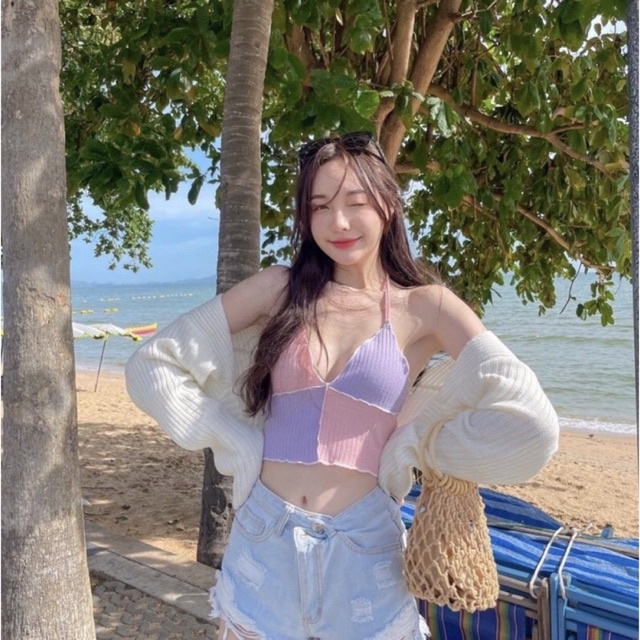 ✨Áo hai dây hở lưng khối màu✨