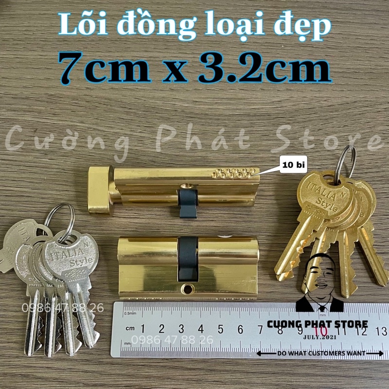 Lõi ruột khoá 7 phân italia lõi đồng xịn 5 chìa đi kèm