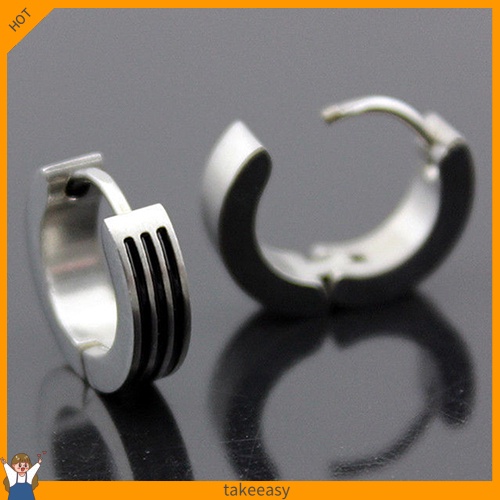 Khuyên tai tròn bằng thép không gỉ phong cách gothic thời trang cho nam và nữ