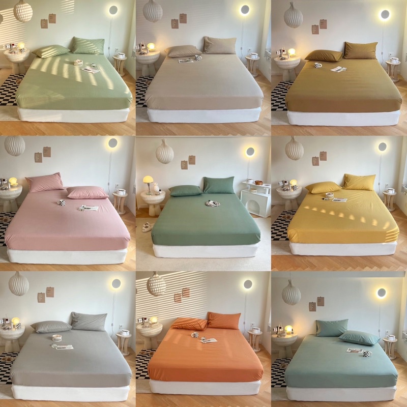 Bộ ga và 2 vỏ gối Cotton Tici No Tag gam màu Pastel nhẹ nhàng