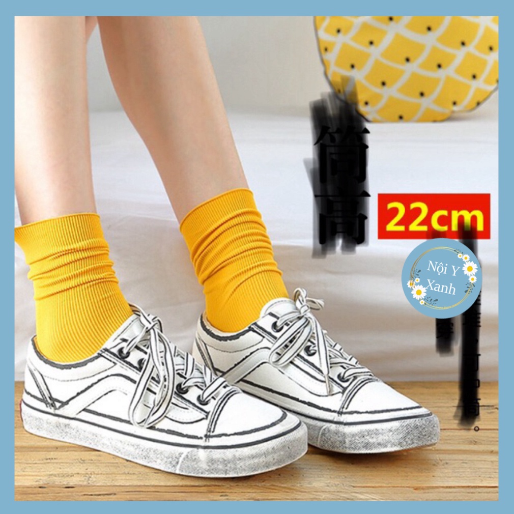 Tất Nữ Vintage Gân Tăm Cổ Cao Mầu xinh xẻo Ấm Áp nội y xanh, chất ấm, thoáng khí