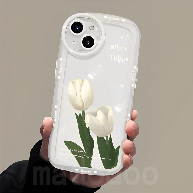 Oval Casing Redmi Note 12 12S 11 Pro+ 11S 10S 9S 11 10 8 9 9A 9C 12C 10C 9T Pro POCO X5 X3 M5 M3 C40 11T ins Cute Tulip Flowers Fine Hole Lens Protection Airbag Shockproof Anti-fall Soft Phone Case DYJ 09