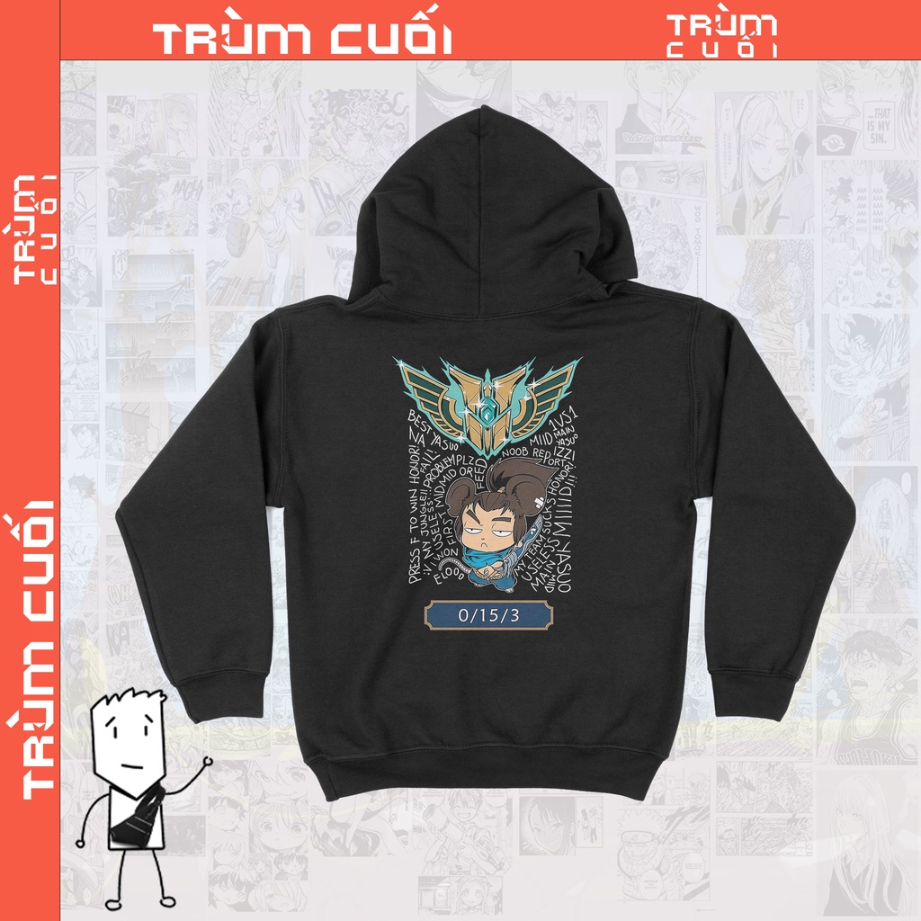Áo Hoodie Yasuo - Đạo Của Lãng Xẹt Unisex Trùm Cuối Game, Nỉ Bông 100% 2 màu nam nữ 0096