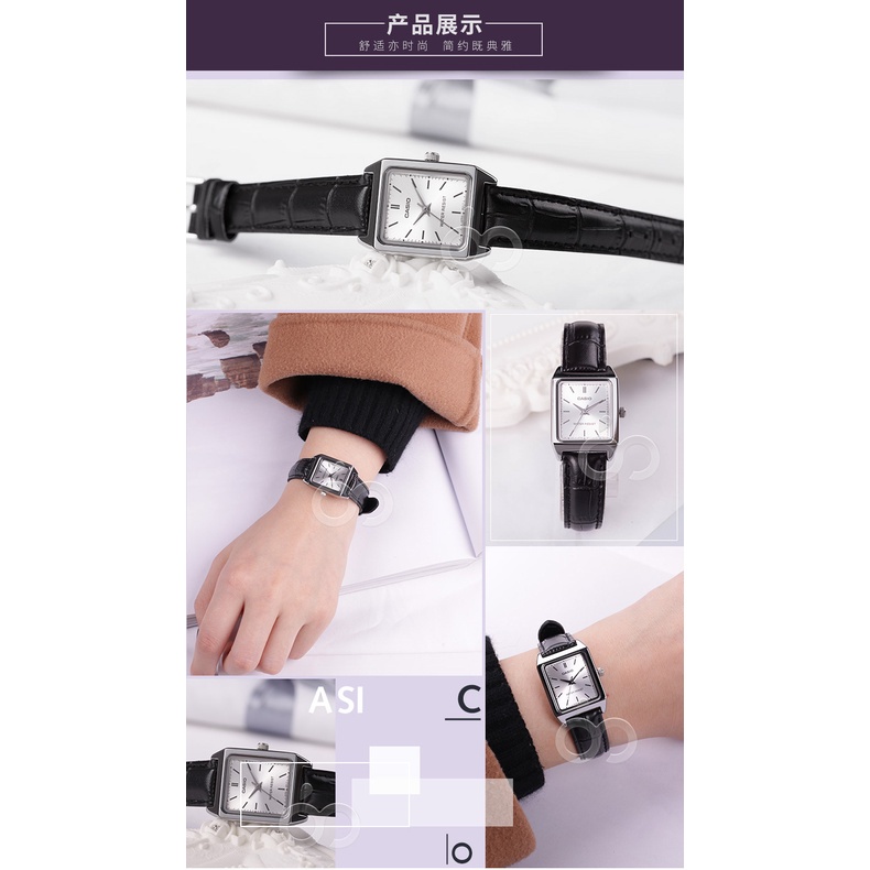 Đồng Hồ Casio Mặt Vuông Dây Da Phong Cách Retro Cá Tính Cho Nữ