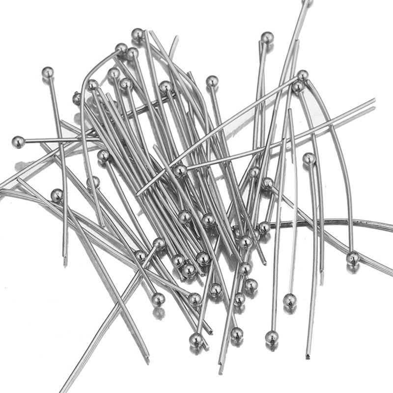 Bộ 50 Ghim Đầu Tròn Màu Vàng / Bạc 40 35 20 30mm Dùng Làm Trang Sức Thủ Công