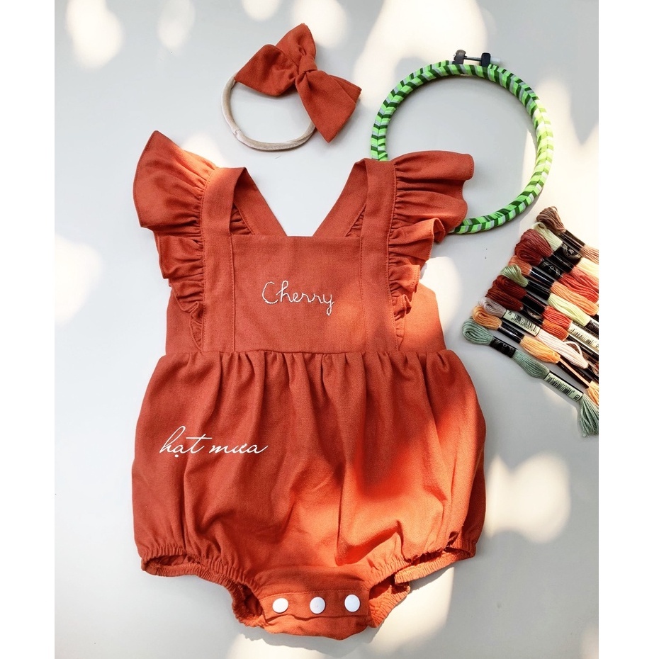 Romper cánh tiên chất liệu linen mềm mịn thoáng mát cho bé gái