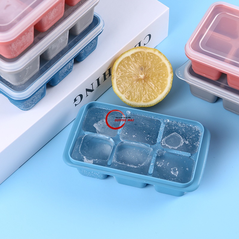[Giá Sỉ] Khay Đá 6 Dẻo Có Nắp Nhựa PP