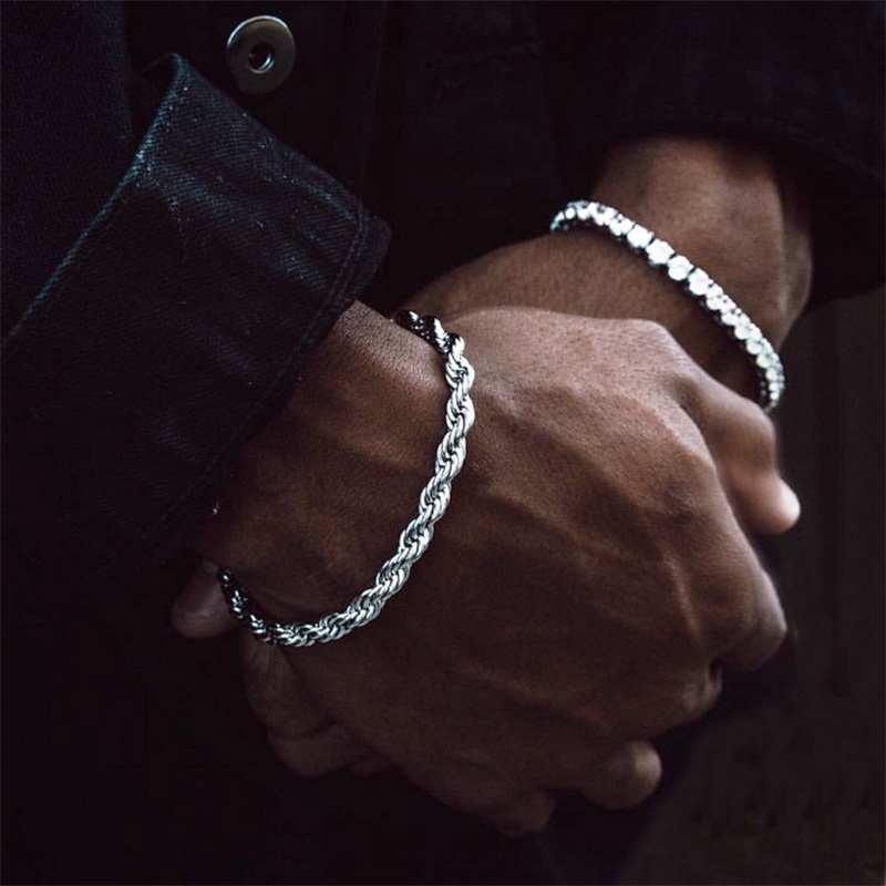 Vòng Tay Dây Xích Ngắn 4MM Bằng Thép Không Gỉ Phong Cách Hiphop Thời Trang Cho Nam C048