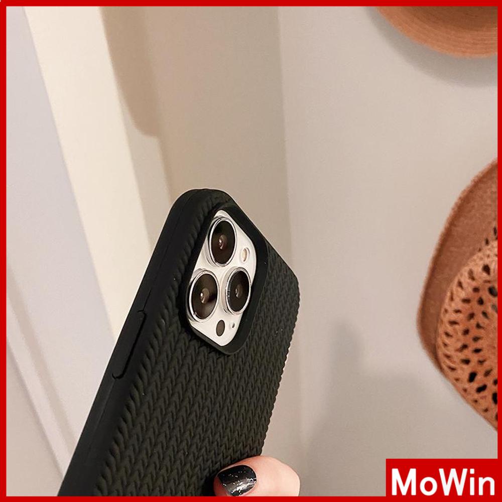 Ốp điện thoại TPU kết cấu đan màu đen trắng kem thích hợp cho iPhone 13 Pro max 12 Pro Max 11 xr 7Plus 14 Pro Max