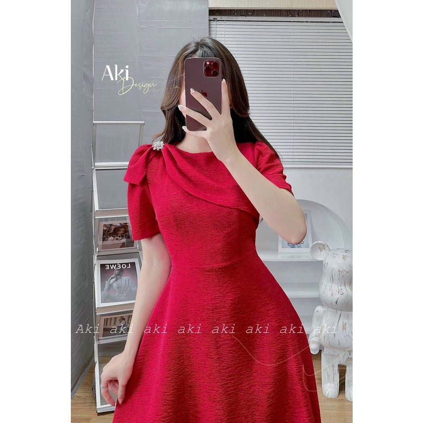Đầm xòe Cổ Tròn Tay Ngắn Kèm Phụ Kiện