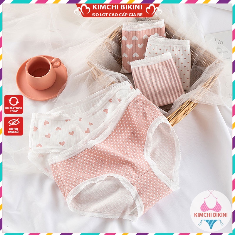 Set 10 Quần nót nữ cotton cute dễ thương KIMCHIBIKINI Combo quần lót nữ viền ren mềm mại thoáng mát QL004