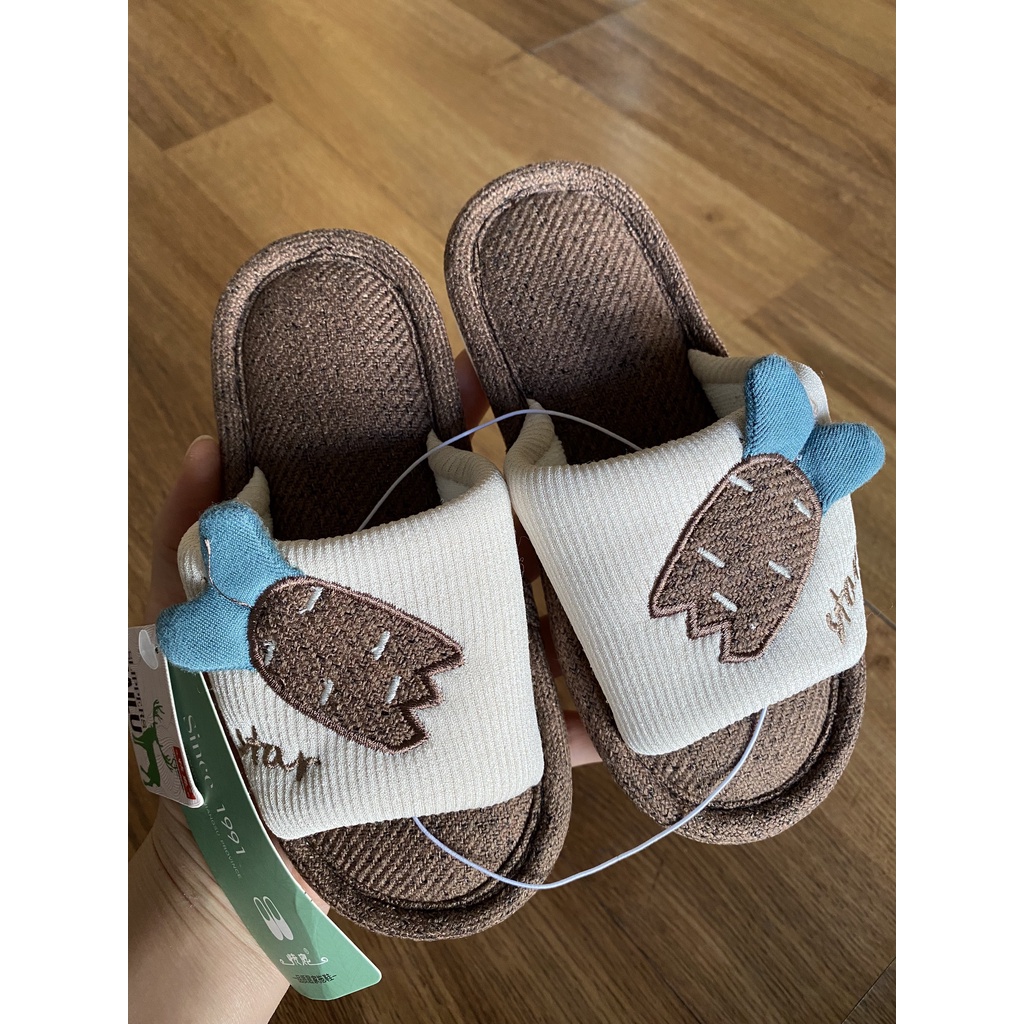 Dép đi trong nhà vải lanh thời trang cho bé dài chân 18cm