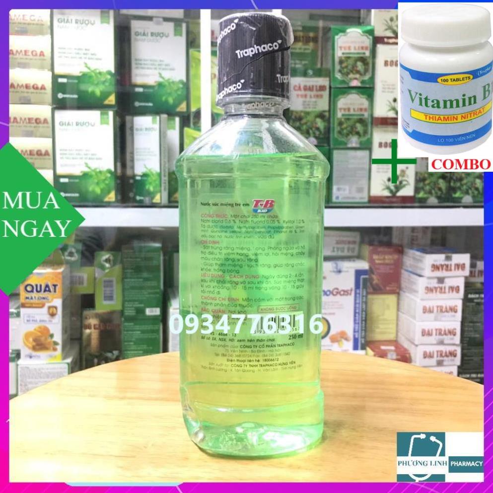 Combo Vitamin B1 chai 100 viên+ nước Súc miệng TB của traphaco