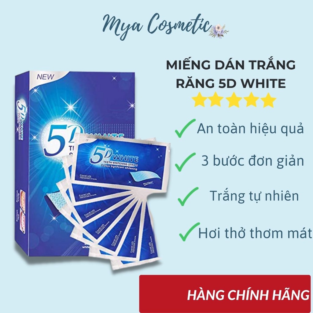 Miếng dán trắng răng 5D White Teeth Whitening Strips miếng dán giúp răng trắng sáng an toàn cho men răng
