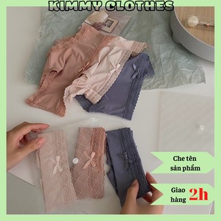 Set 3 quần lót lụa cao cấp phối ren mềm mịn, thoáng mát túi bì thư, set quần chip kháng khuẩn