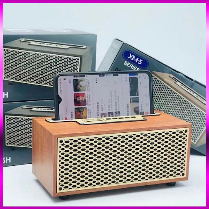 Loa Gỗ mini KACOCON Mã MX5H Không Dây Trang Trí Nghe Nhạc Âm Bass Cực Hay Pin Trâu